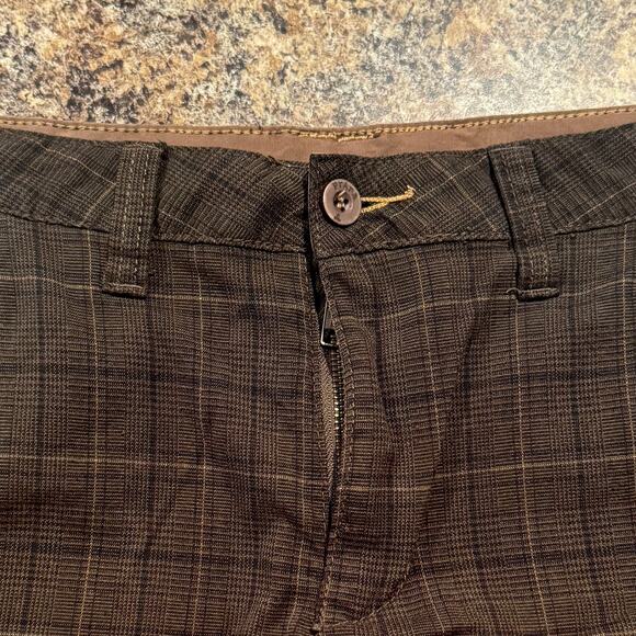 Prana Mens Shorts Preppy Rustic Outdoor Casual Heritage Earthy Plaid Brown 30 - Picture 4 of 5
